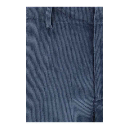 Blue Cotton Casual Pants