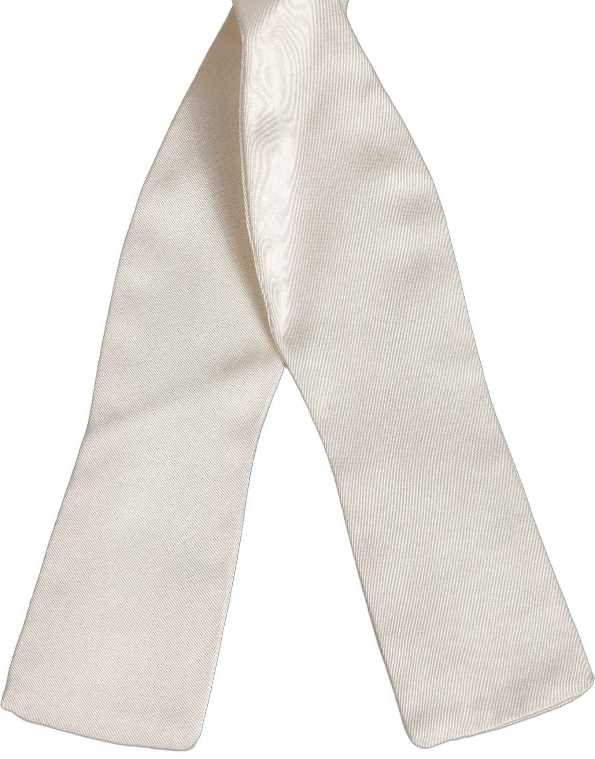 Men White 100% Silk Adjustable Neck Papillon Bow Tie