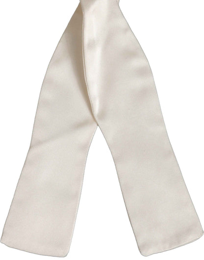 Men White 100% Silk Adjustable Neck Papillon Bow Tie