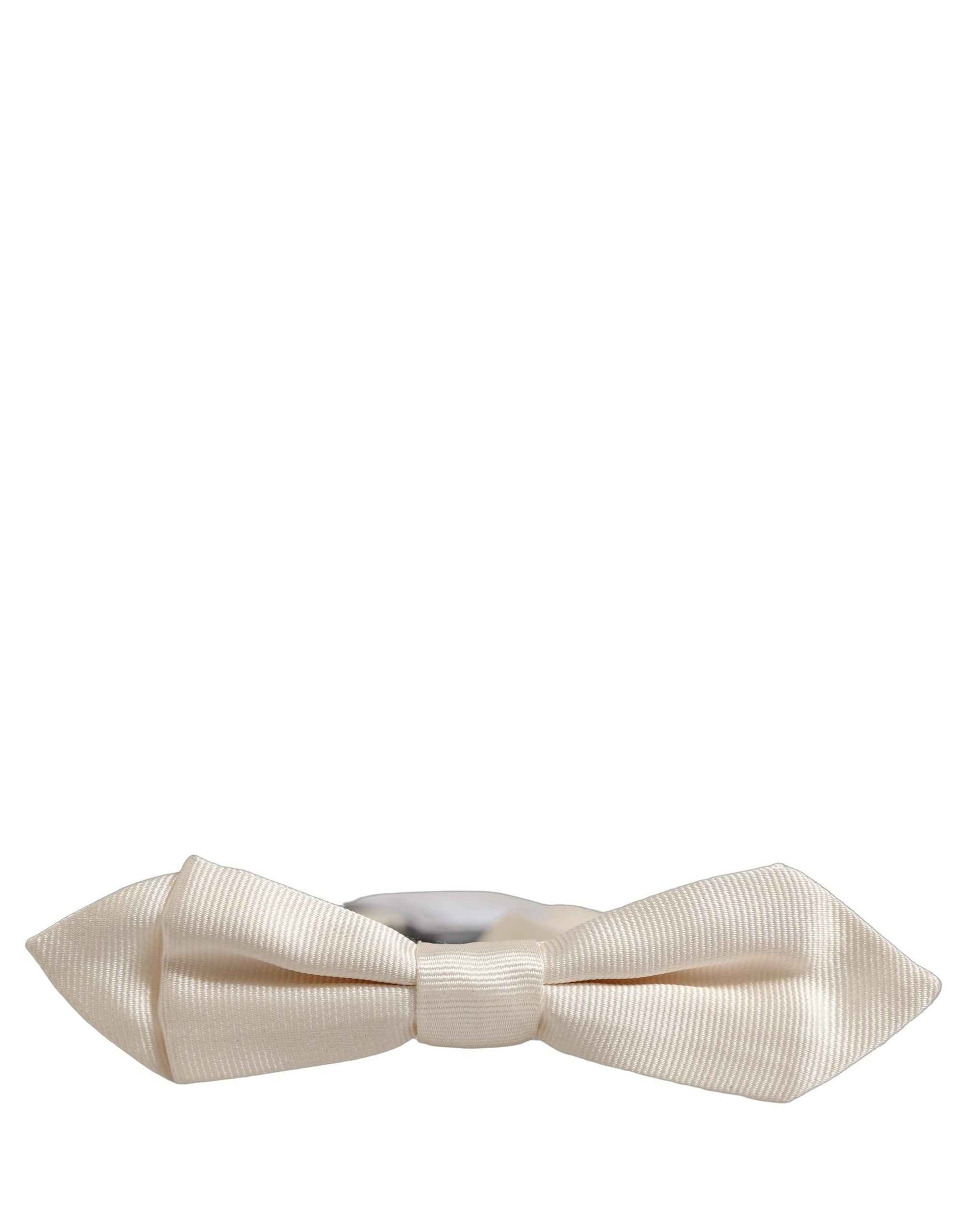 Men White 100% Silk Adjustable Neck Papillon Bow Tie