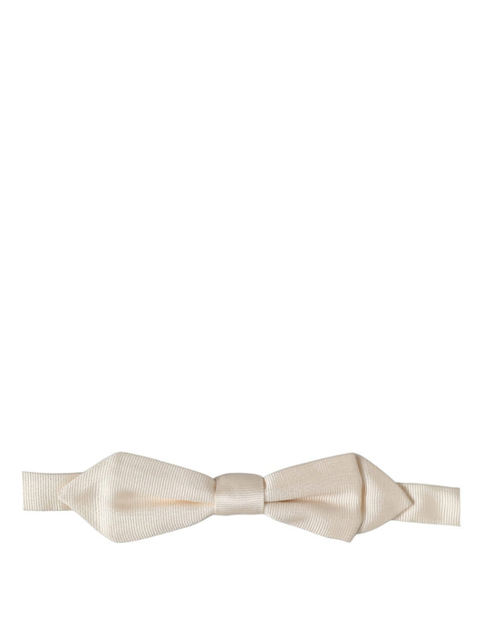 Men White 100% Silk Adjustable Neck Papillon Bow Tie