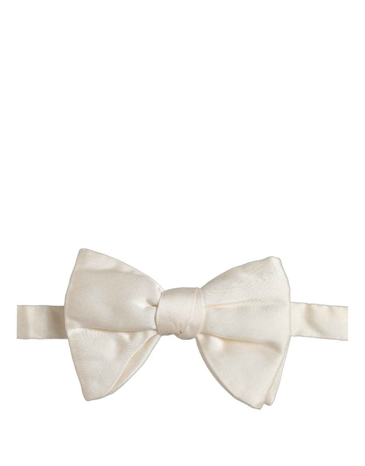 Men White 100% Silk Adjustable Neck Papillon Bow Tie