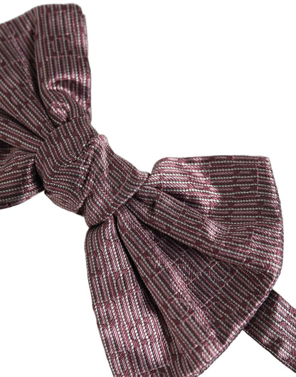 Men Maroon 100% Silk Adjustable Neck Papillon Bow Tie
