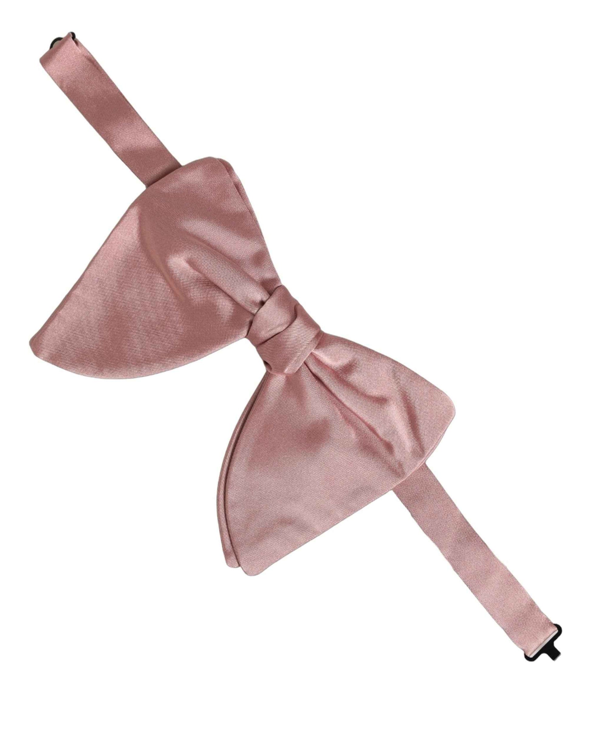 Men Pink 100% Silk Adjustable Neck Papillon Bow Tie