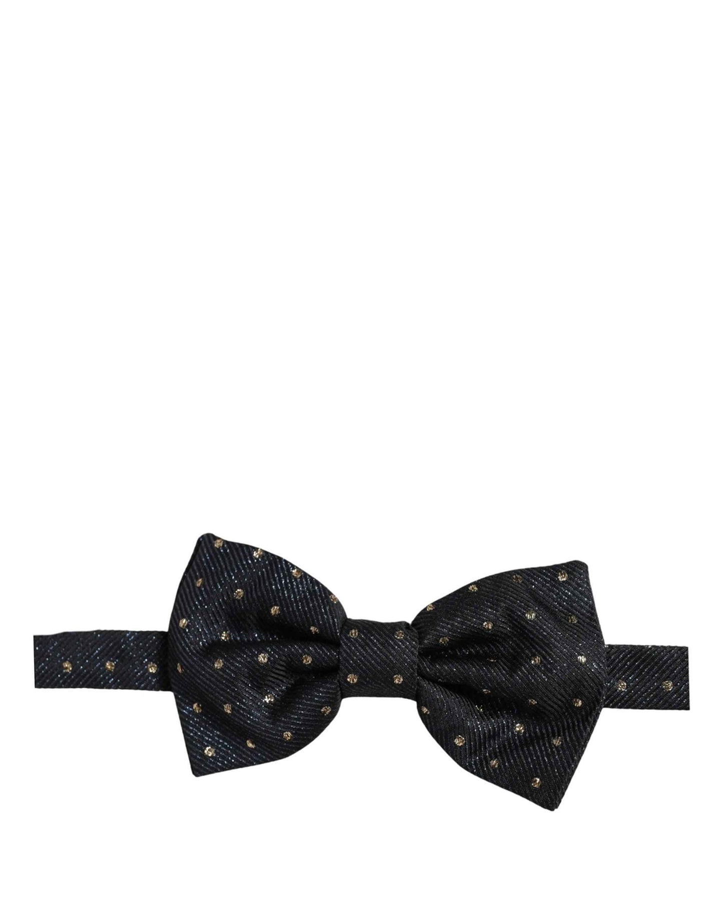 Men Black Polka Dot Silk Adjustable Neck Papillon Bow Tie