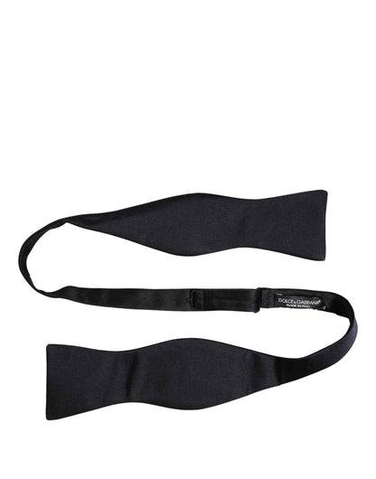 Men Black 100% Silk Adjustable Neck Papillon Bow Tie