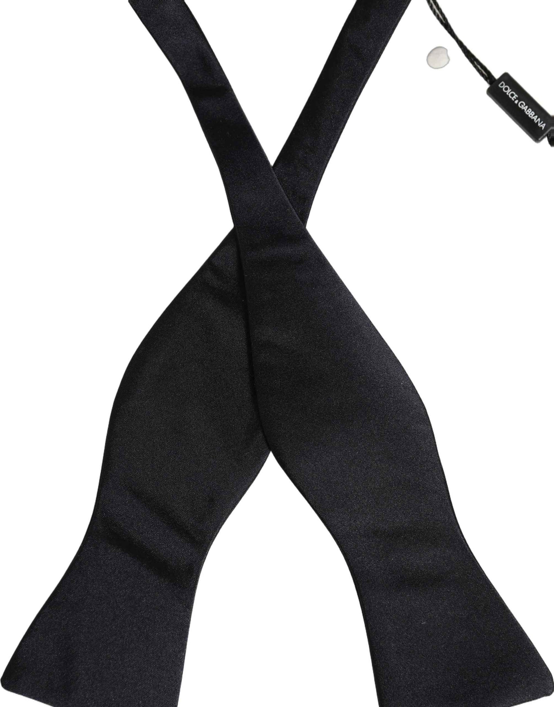 Men Black 100% Silk Adjustable Neck Papillon Bow Tie