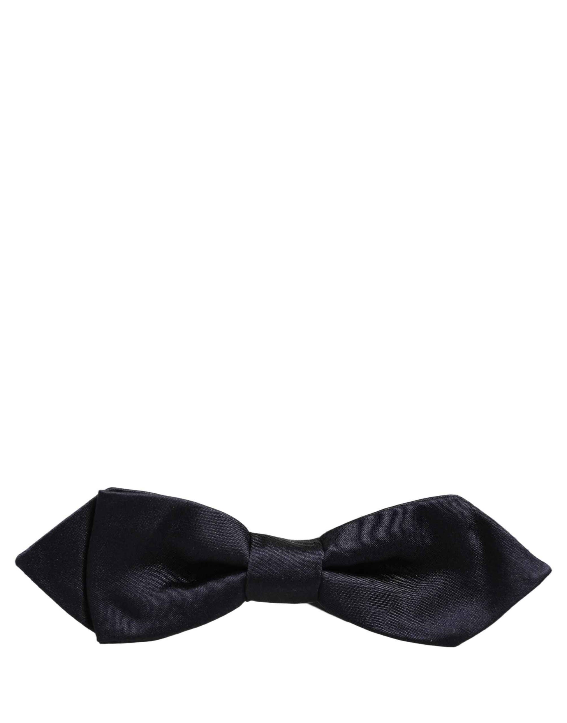 Men Dark Blue 100% Silk Adjustable Neck Papillon Bow Tie