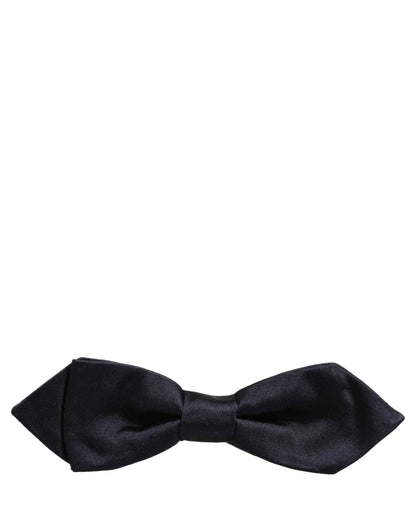 Men Dark Blue 100% Silk Adjustable Neck Papillon Bow Tie