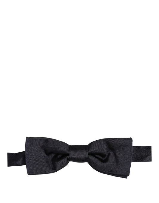 Men Dark Blue 100% Silk Adjustable Neck Papillon Bow Tie