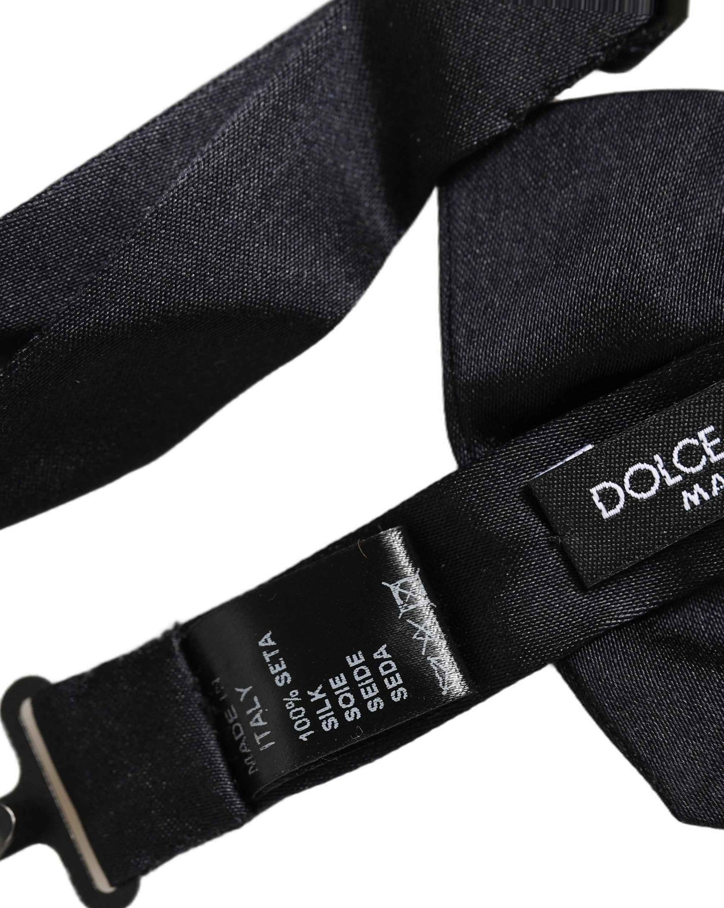 Men Black 100% Silk Adjustable Neck Papillon Bow Tie
