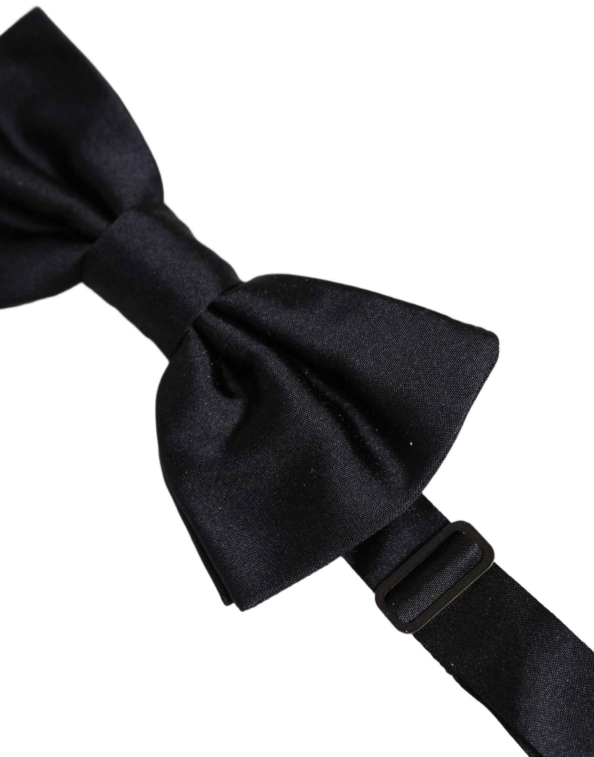Men Black 100% Silk Adjustable Neck Papillon Bow Tie