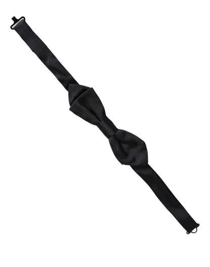 Men Black 100% Silk Adjustable Neck Papillon Bow Tie