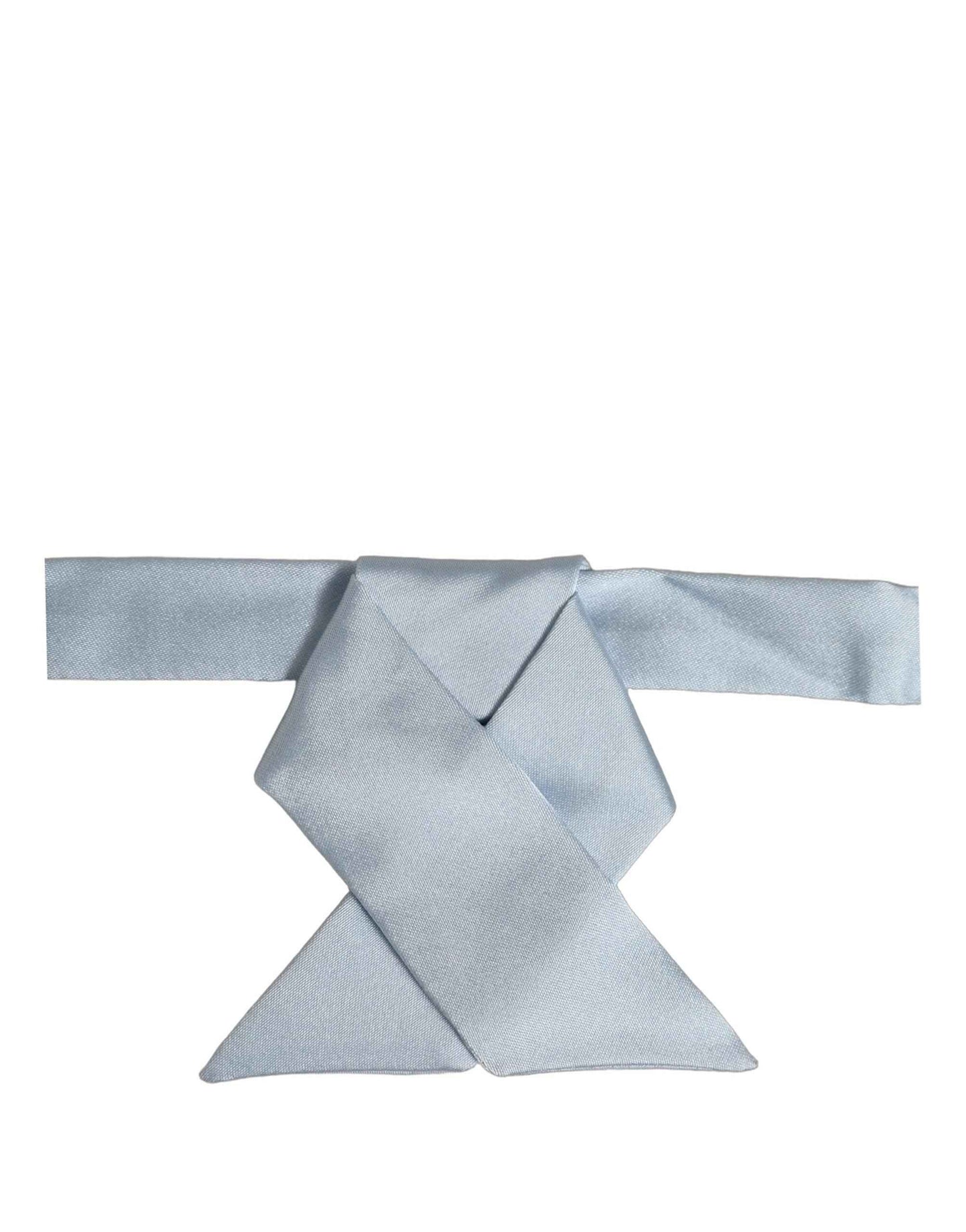 Men Light Blue SIlk Adjustable Neck Papillon Bow Tie