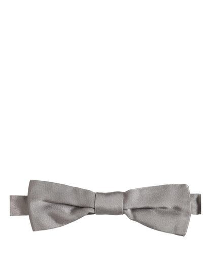 Men Gray 100% Silk Adjustable Neck Papillon Bow Tie