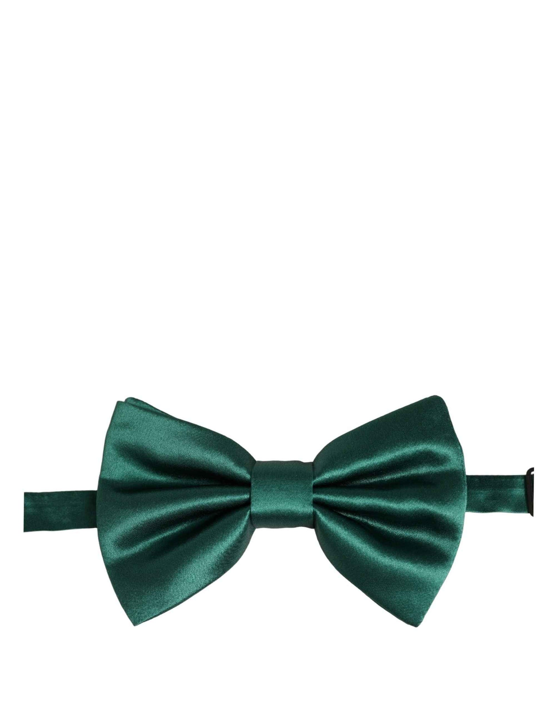 Men Green 100% Silk Adjustable Neck Papillon Bow Tie