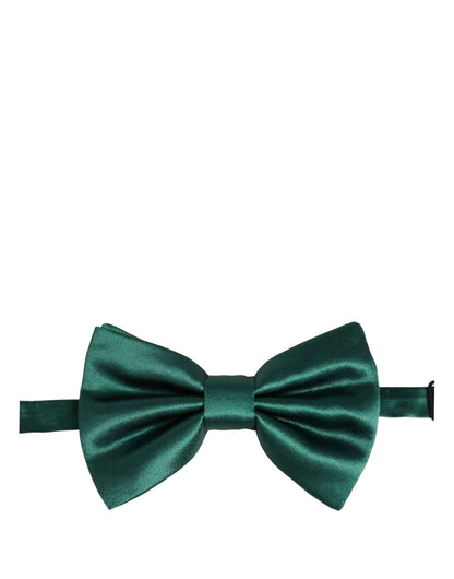 Men Green 100% Silk Adjustable Neck Papillon Bow Tie