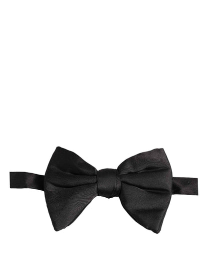 Men Black 100% Silk Adjustable Neck Papillon Bow Tie