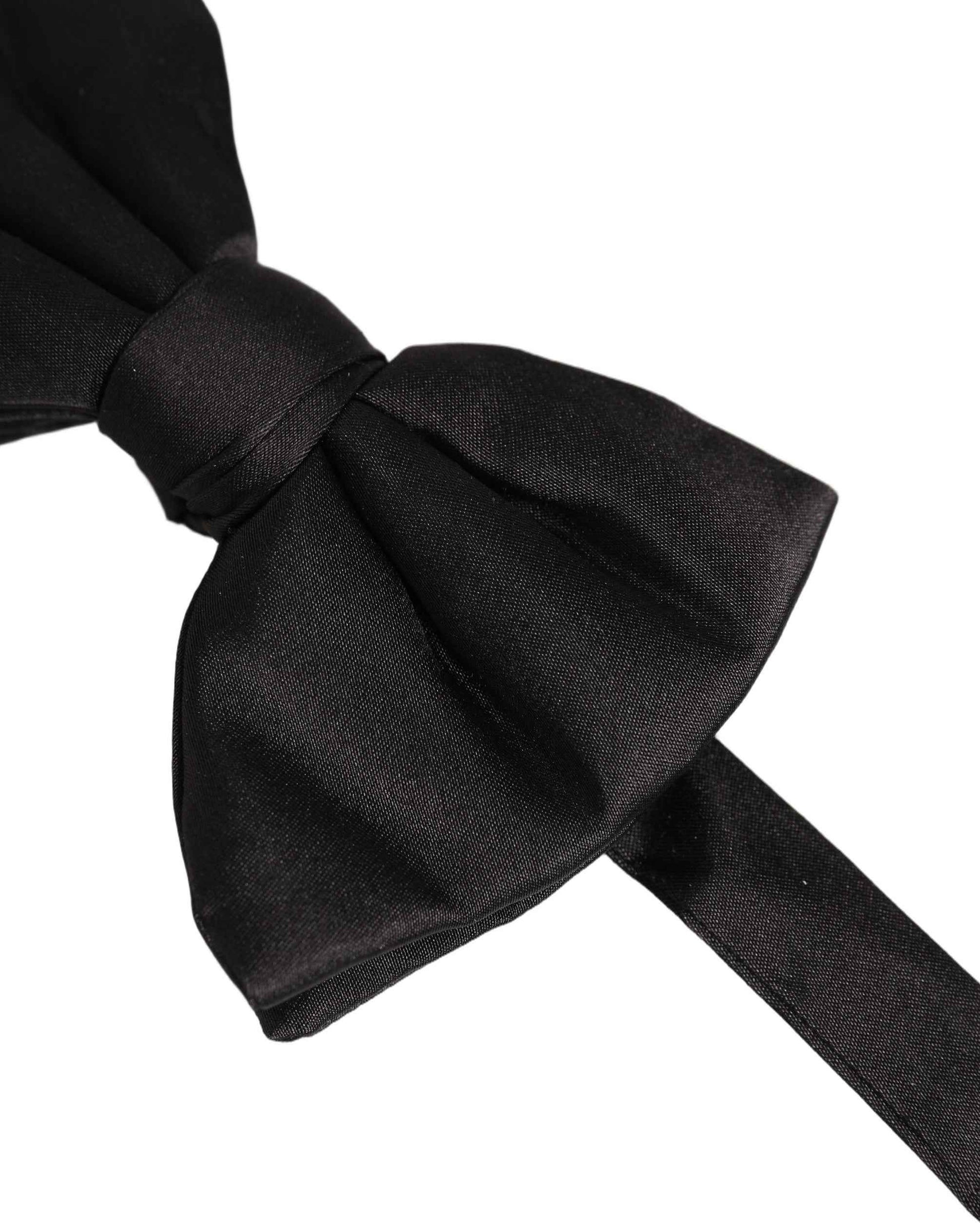 Men Black 100% Silk Adjustable Neck Papillon Bow Tie