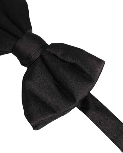 Men Black 100% Silk Adjustable Neck Papillon Bow Tie