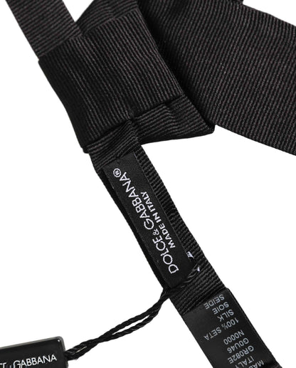 Men Black 100% SIlk Adjustable Neck Papillon Bow Tie