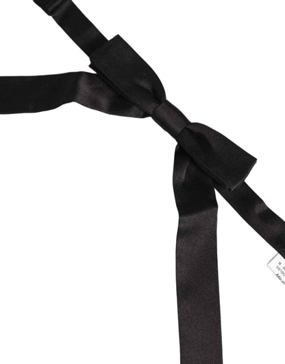Men Black 100% SIlk Adjustable Neck Papillon Bow Tie