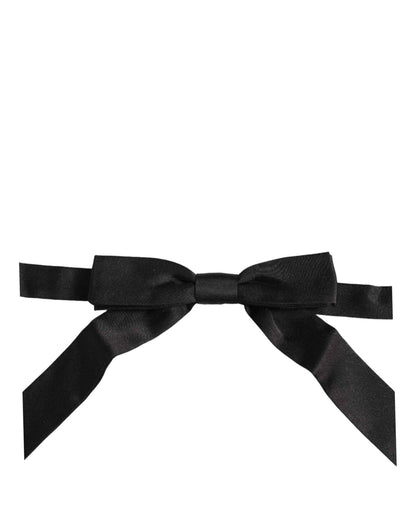 Men Black 100% SIlk Adjustable Neck Papillon Bow Tie