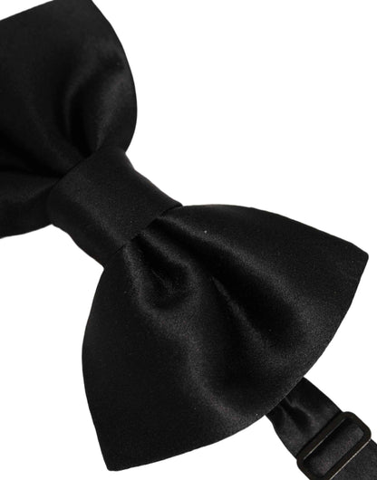 Men Black 100% Silk Adjustable Neck Papillon Bow Tie