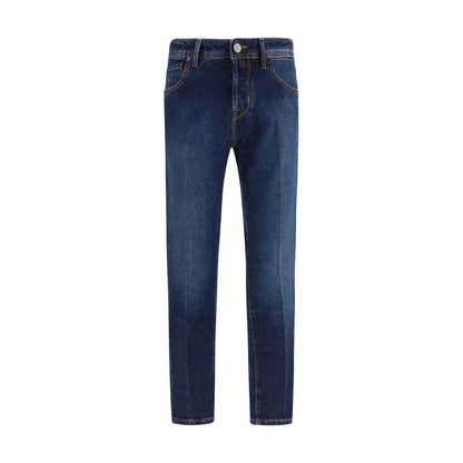 Blue Elastane Tapered Jeans