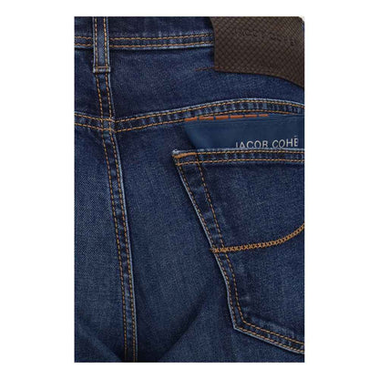 Blue Elastane Tapered Jeans