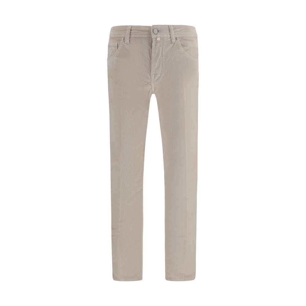 Beige Cotton Casual Pants