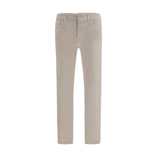 Beige Cotton Casual Pants