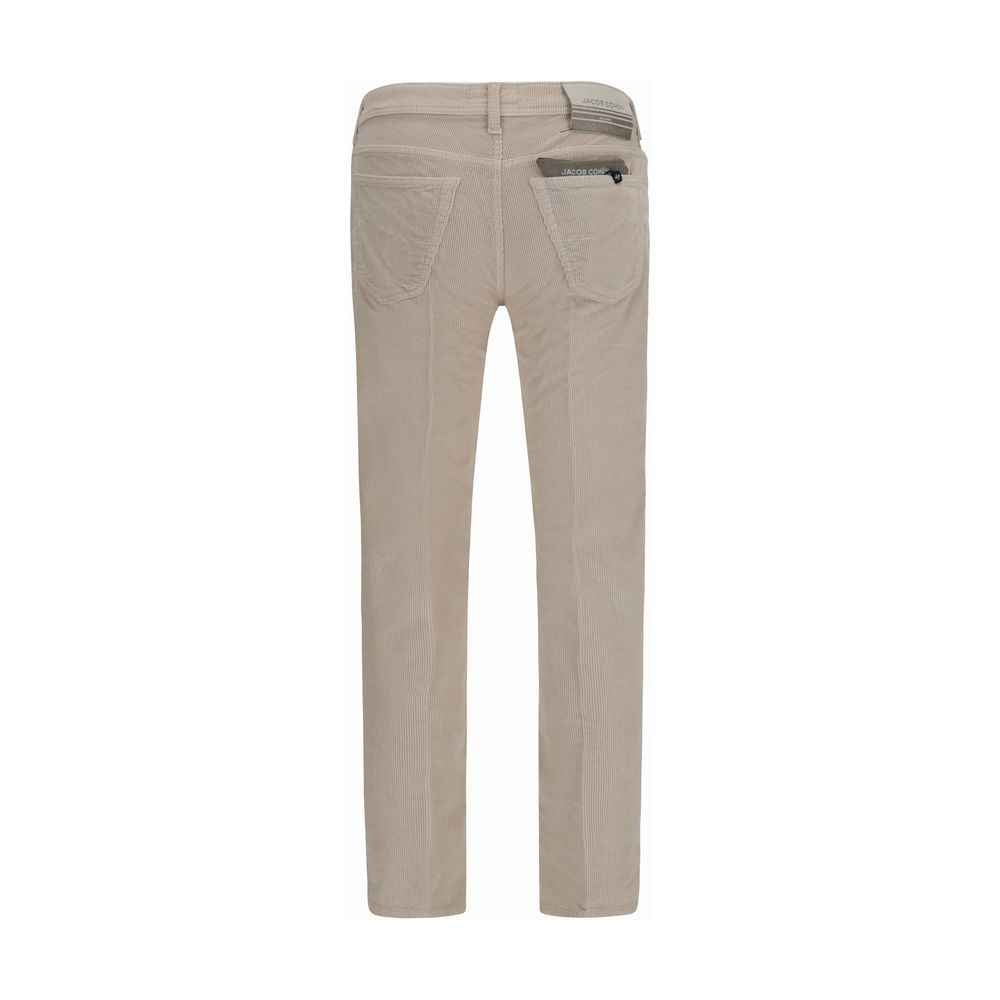 Beige Cotton Casual Pants