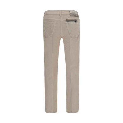 Beige Cotton Casual Pants
