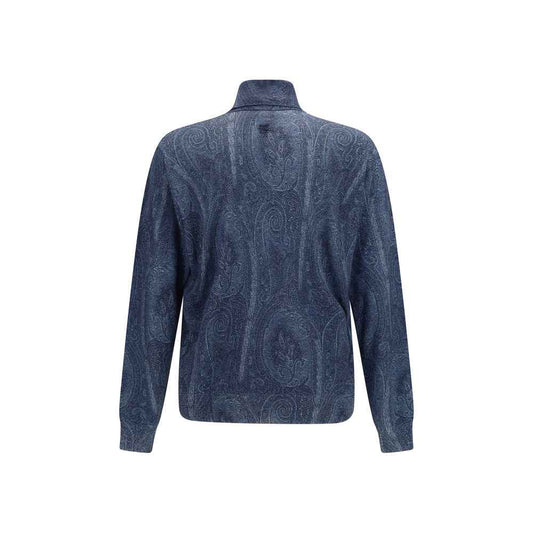 Blue Silk Turtleneck