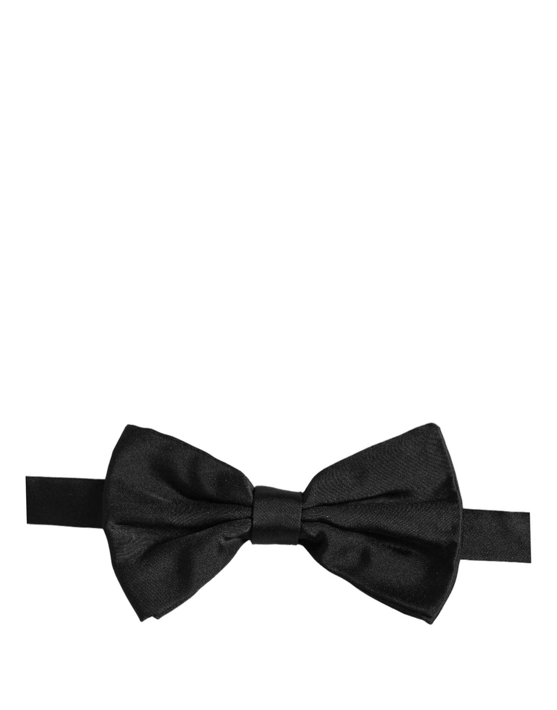 Men Black 100% Silk Adjustable Neck Papillon Bow Tie