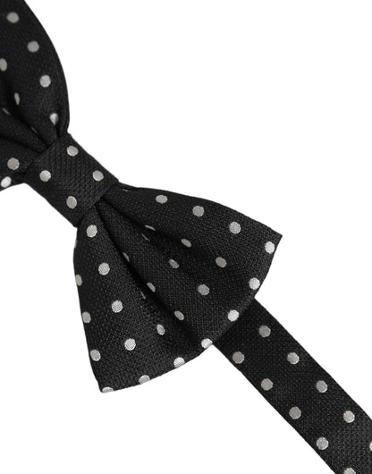 Black White Polka Dot Adjustable Neck Papillon Bow Tie