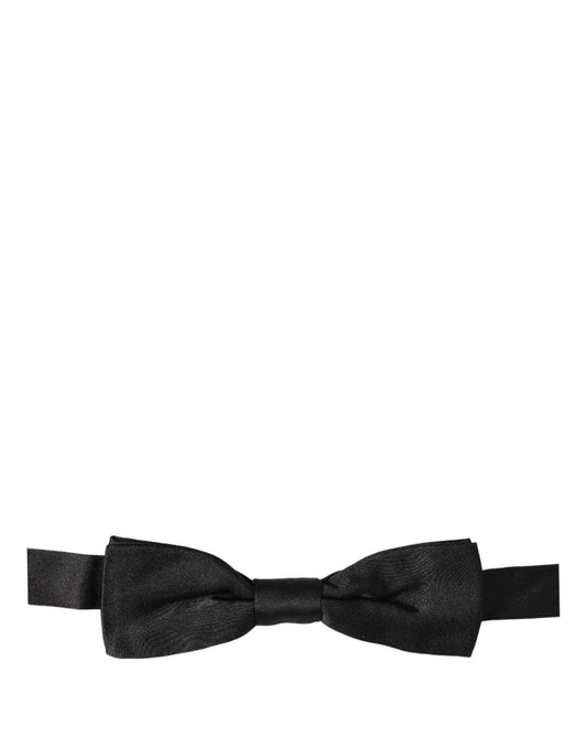 Men Black 100% Silk Adjustable Neck Papillon Bow Tie