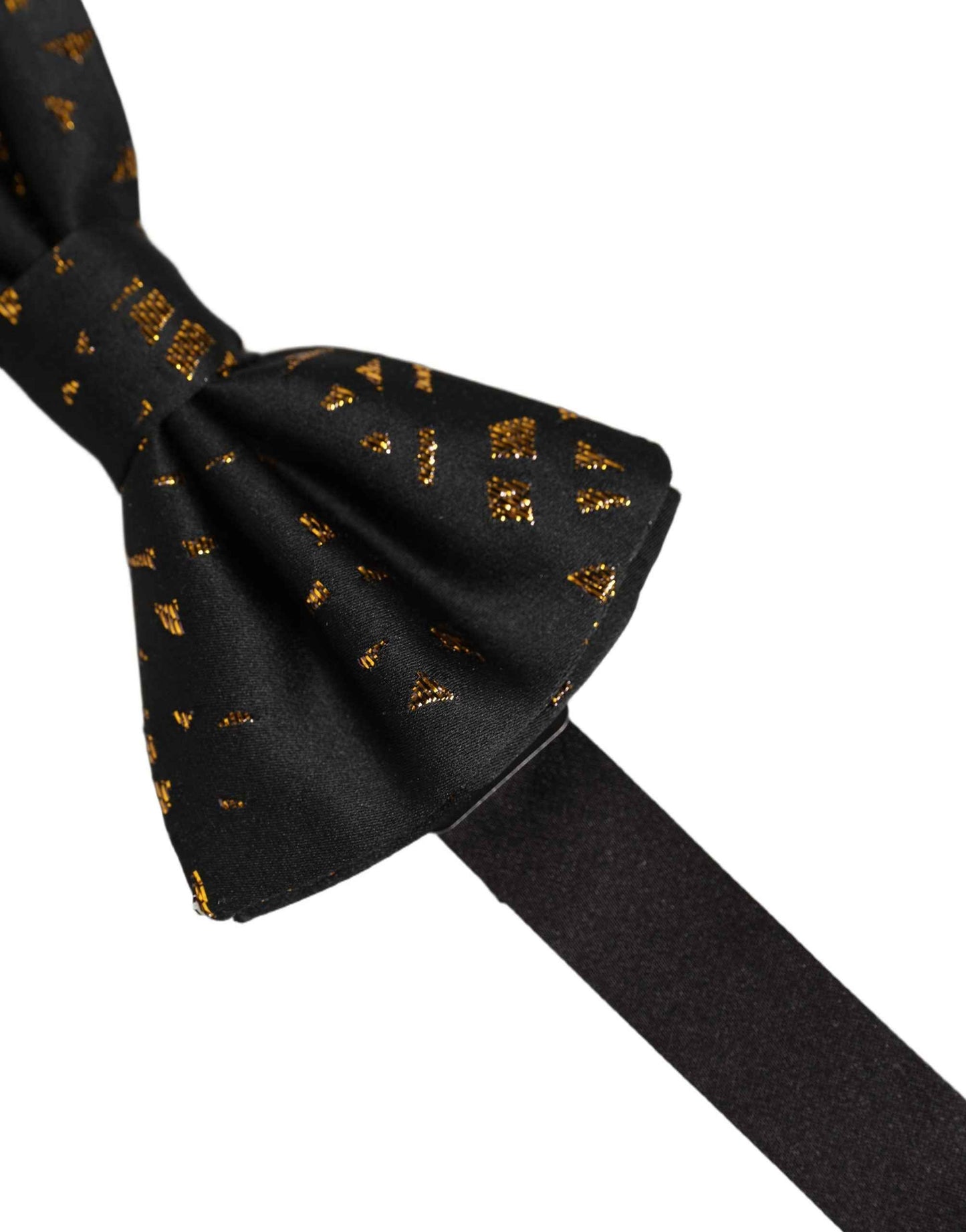 Black Gold Speckle Pattern Adjustable Neck Papillon Bow Tie