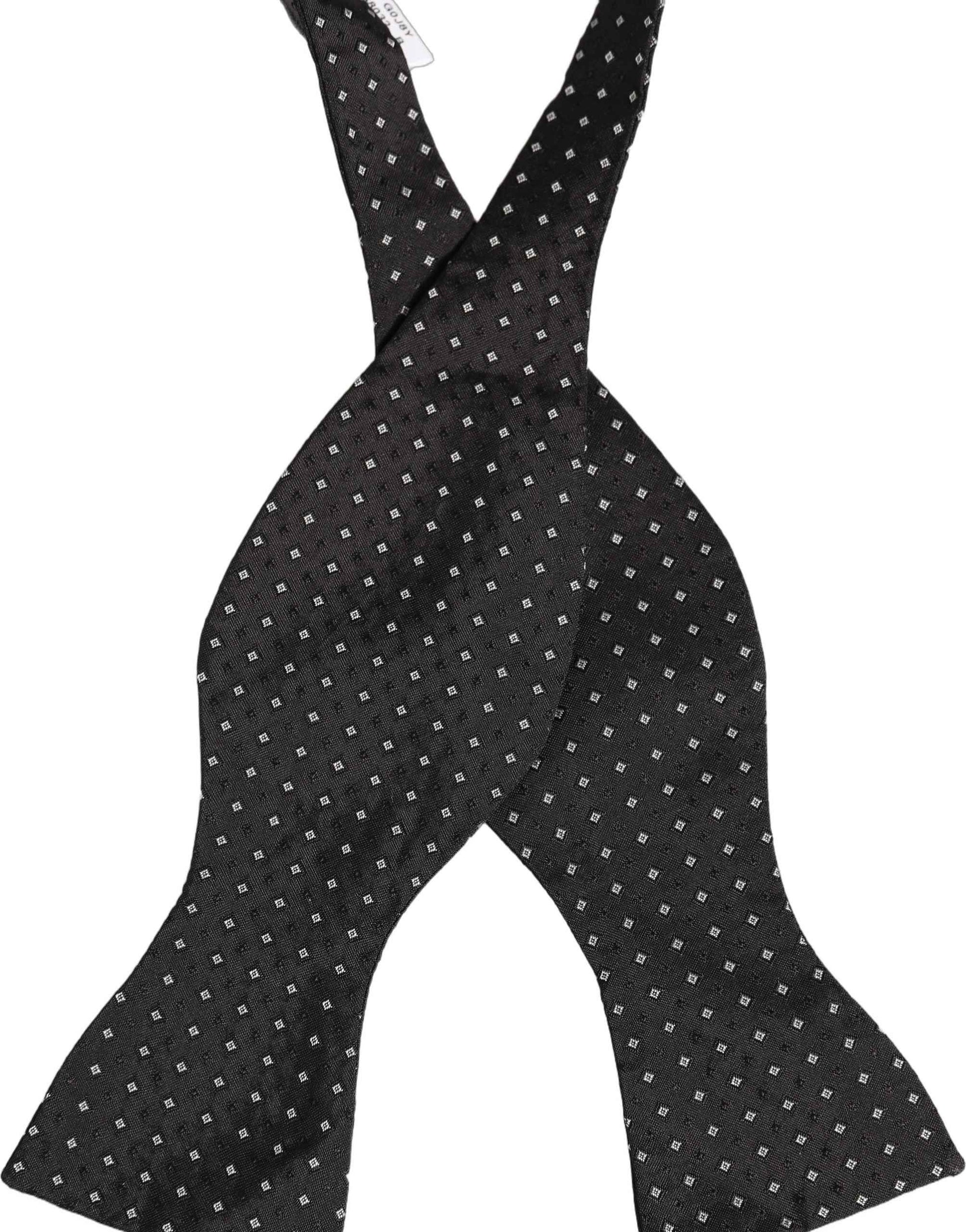 Black White Polka Dot Adjustable Neck Papillon Bow Tie