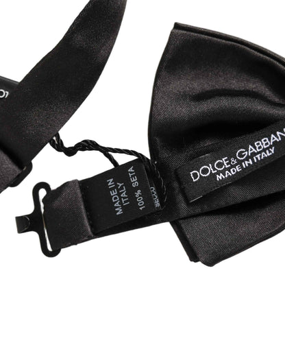 Men Black 100% Silk Adjustable Neck Papillon Bow Tie