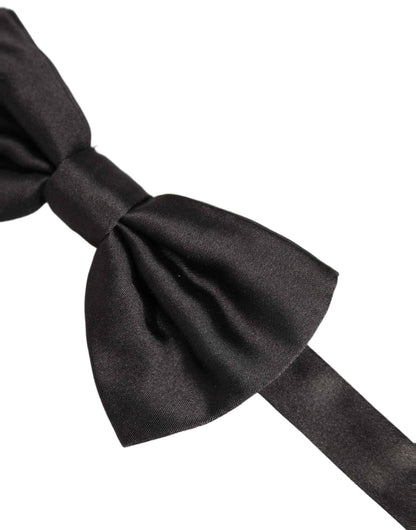 Men Black 100% Silk Adjustable Neck Papillon Bow Tie