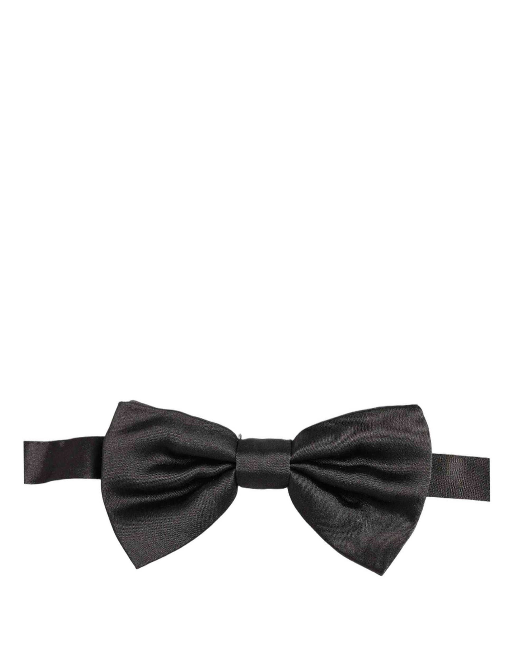 Men Black 100% Silk Adjustable Neck Papillon Bow Tie
