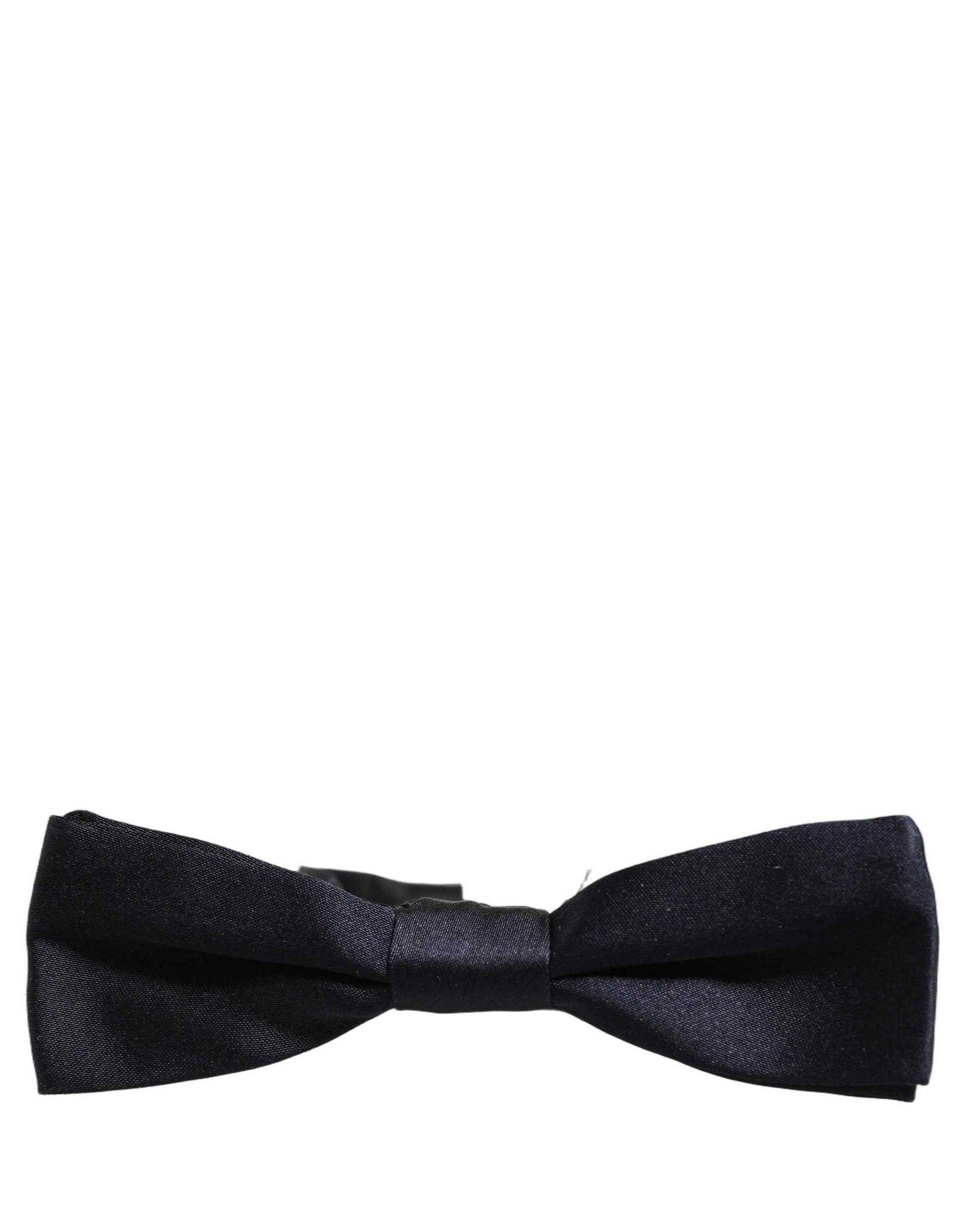 Men Black 100% Silk Adjustable Neck Papillon Bow Tie