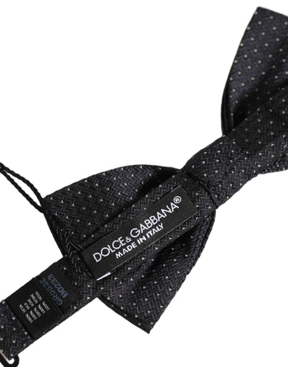 Black White Polka Dot Adjustable Neck Papillon Bow Tie