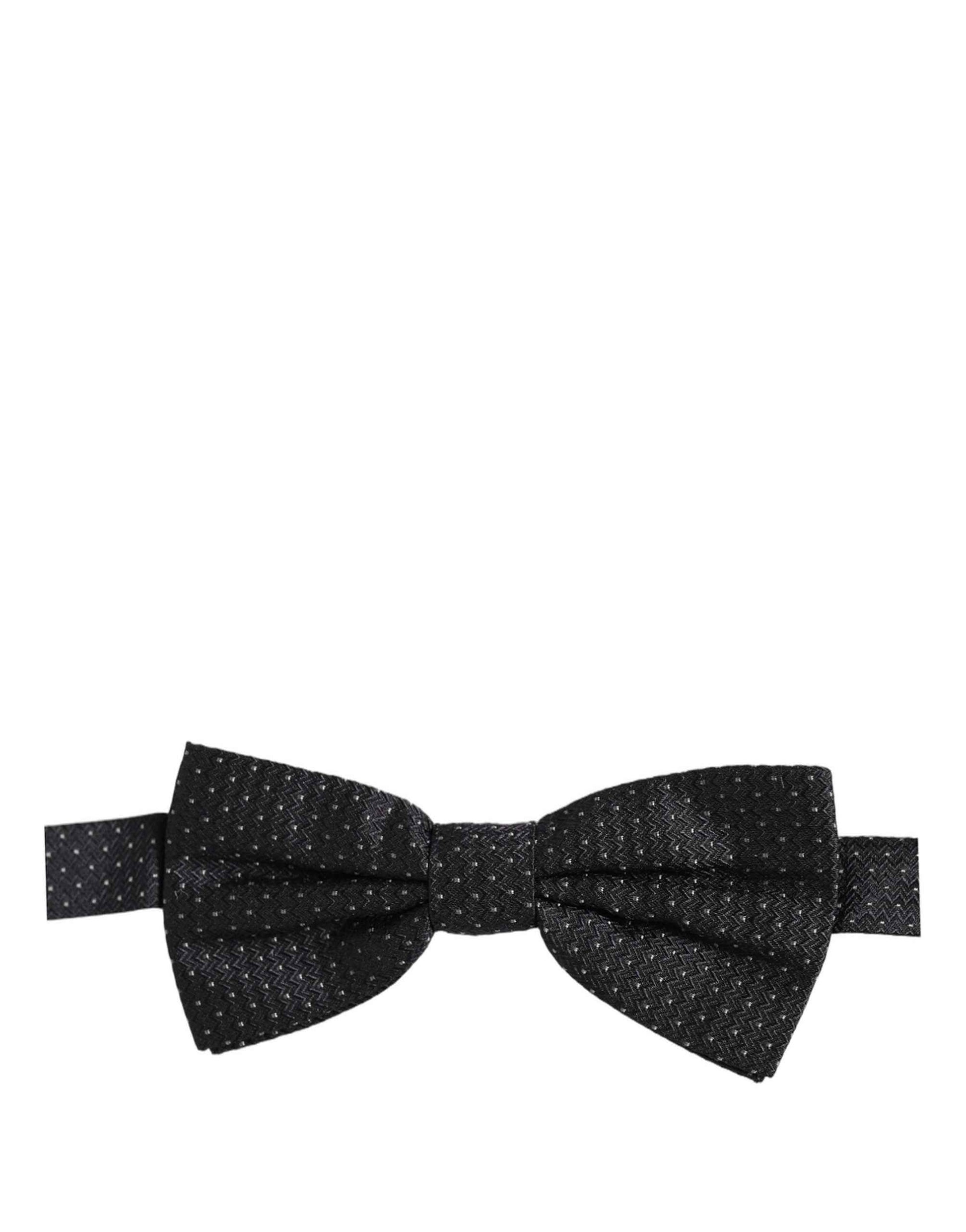 Black White Polka Dot Adjustable Neck Papillon Bow Tie
