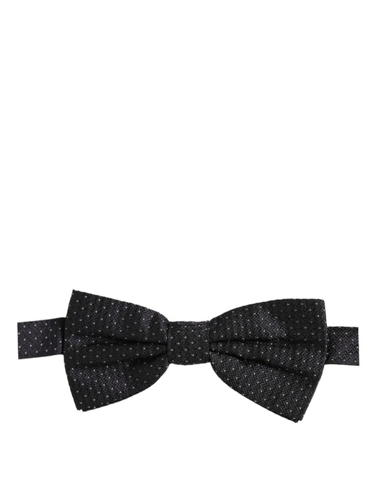 Dark Blue White Polka Dot Adjustable Neck Papillon Bow Tie