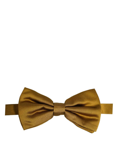 Men Mustard 100% Silk Adjustable Neck Papillon Bow Tie