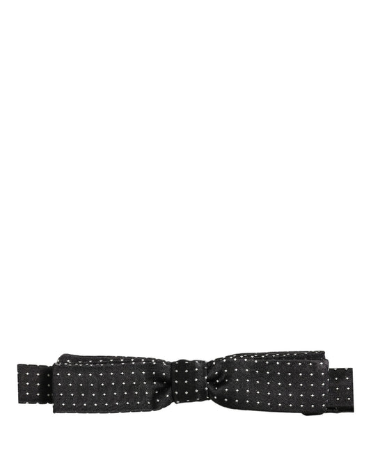 Black White Polka Dot Adjustable Neck Papillon Bow Tie