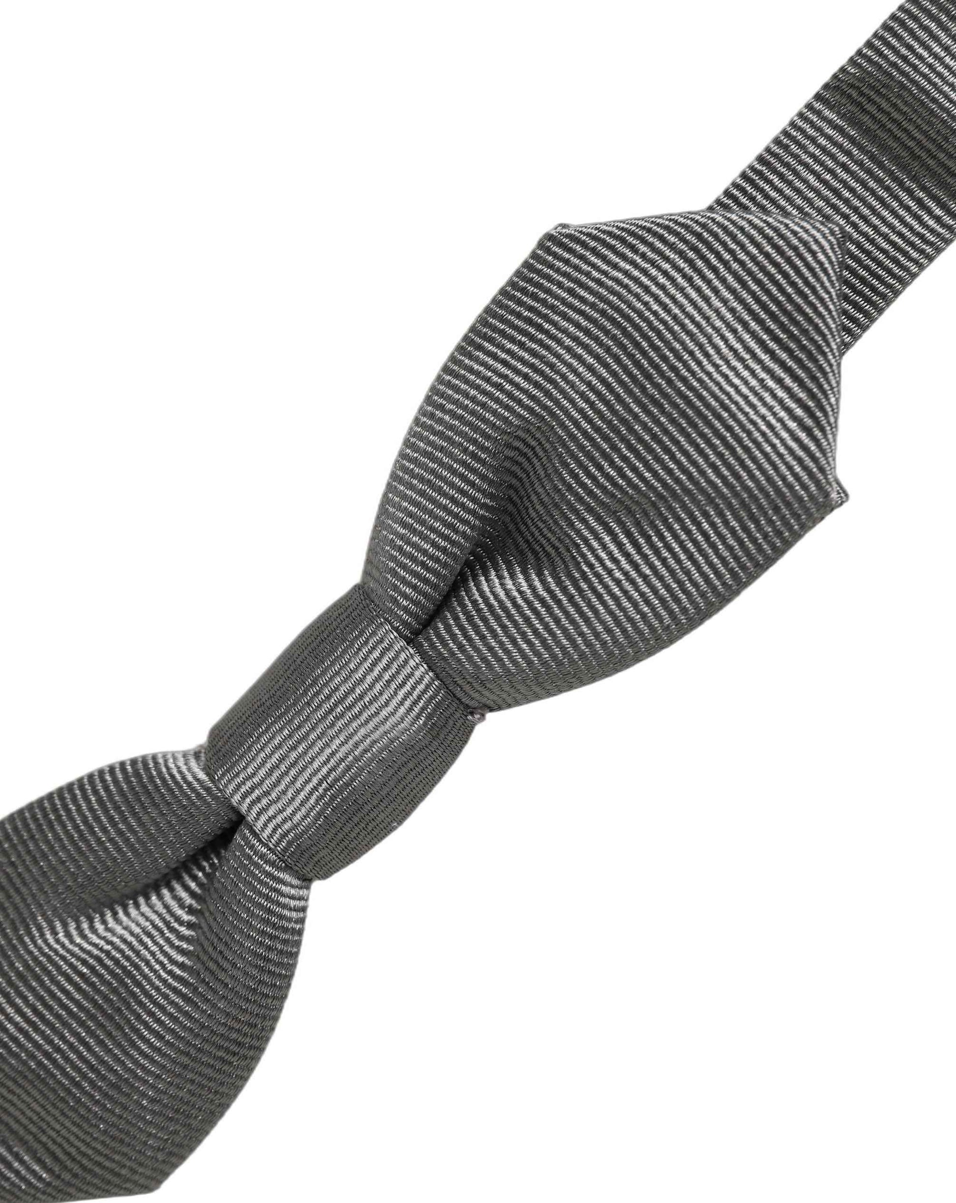 Men Gray 100% Silk Adjustable Neck Papillon Bow Tie